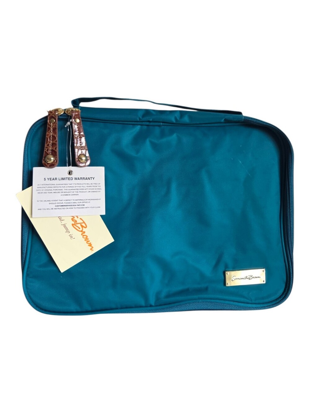 NEW samantha brown travel jewelry cosmetic organizer case teal croc accent